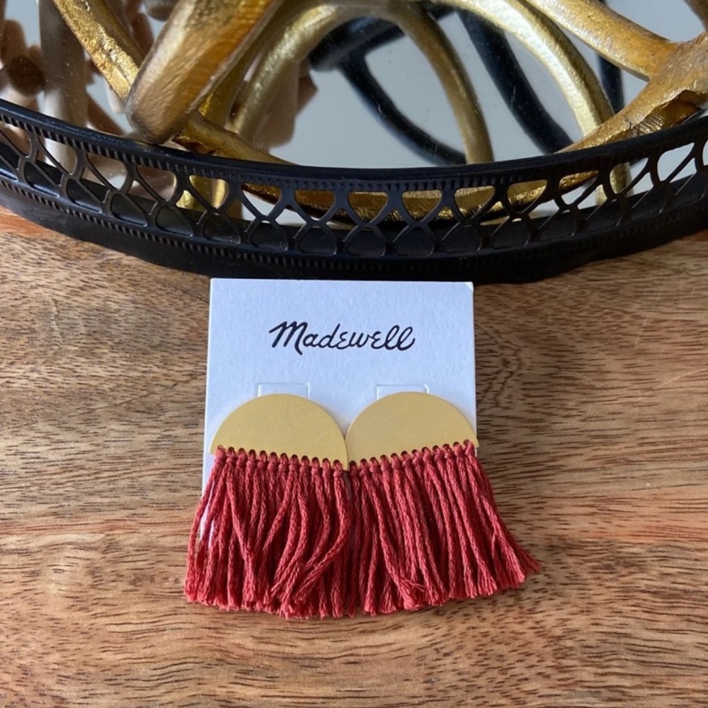 Madewell Half Moon tassel earrings.